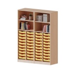 ErgoTray Regal, 4reihig, 5 OH, zweiteilig,unten 40 flache Boxen, oben 2 EB, B/H/T 140,6x190x50cm 